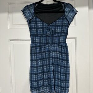 Blue and black plaid mini dress, Gives such grunge bratz vibes